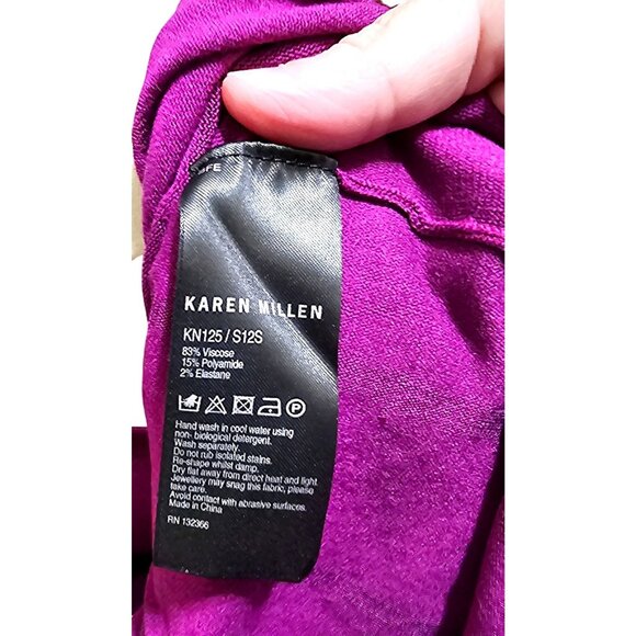 Karen Millen Purple & Black Cap Sleeve Dress Size 3 - Picture 7 of 10